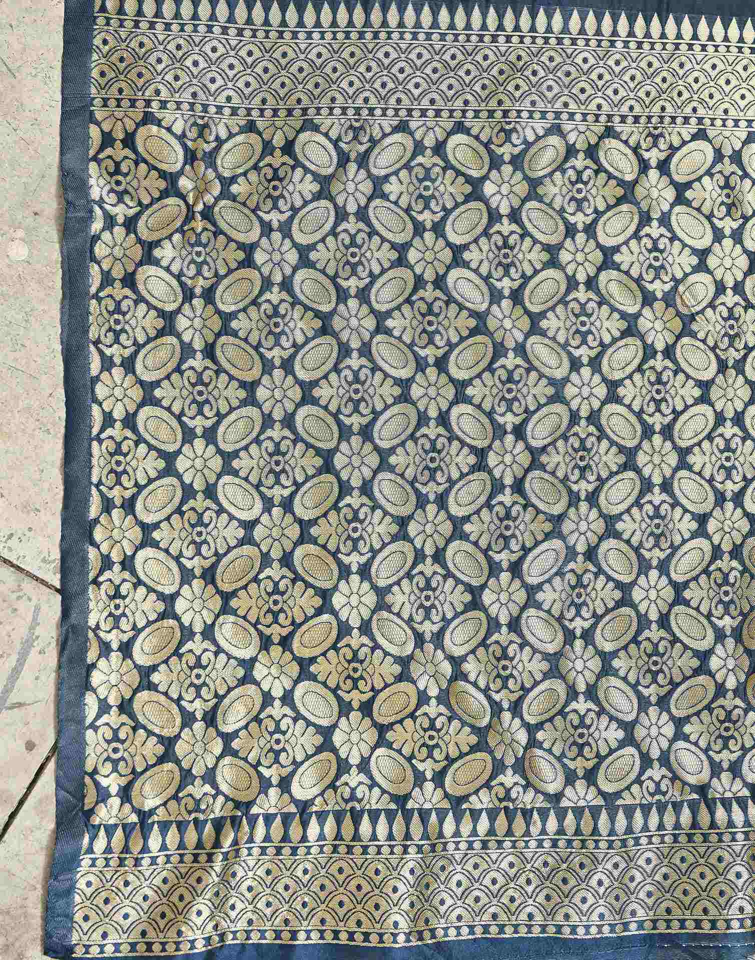 Rama Blue Silk Woven Saree