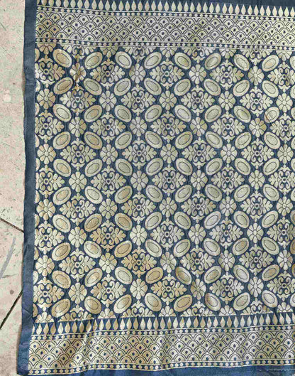 Rama Blue Silk Woven Saree