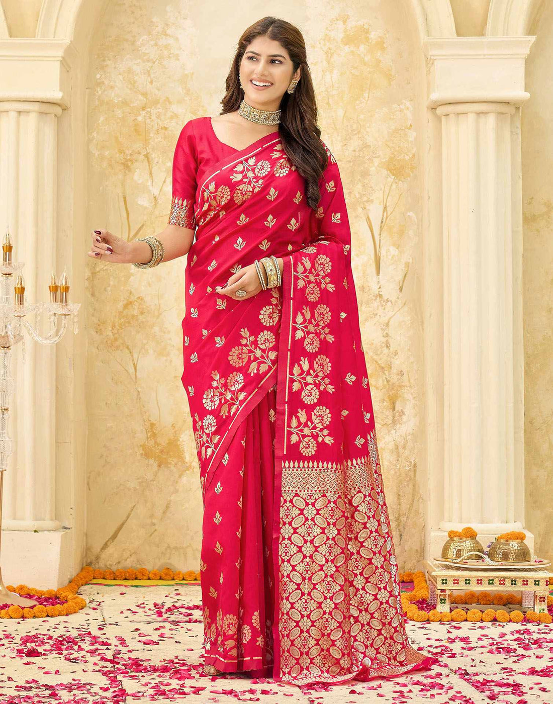 Red Silk Woven Saree
