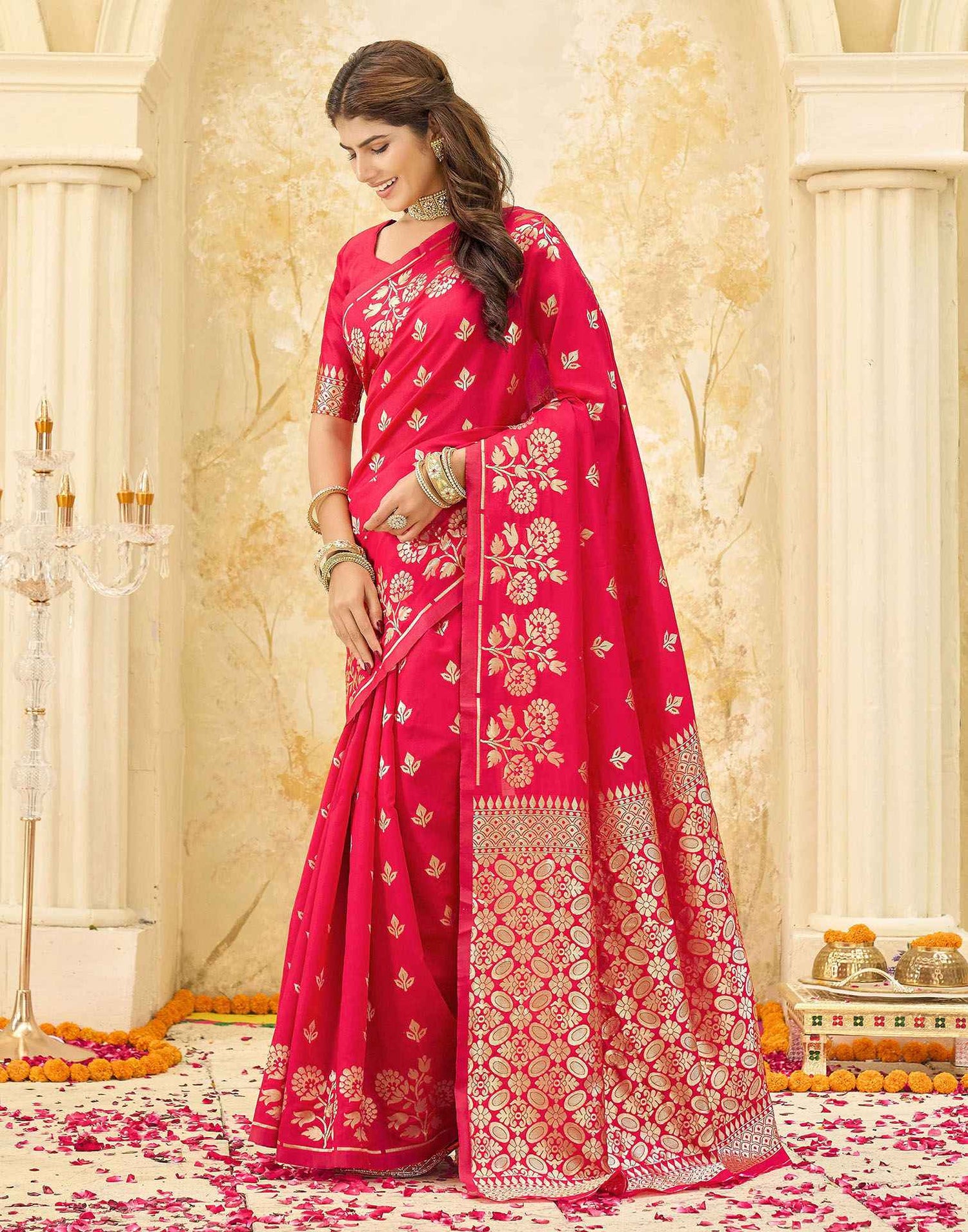 Red Silk Woven Saree
