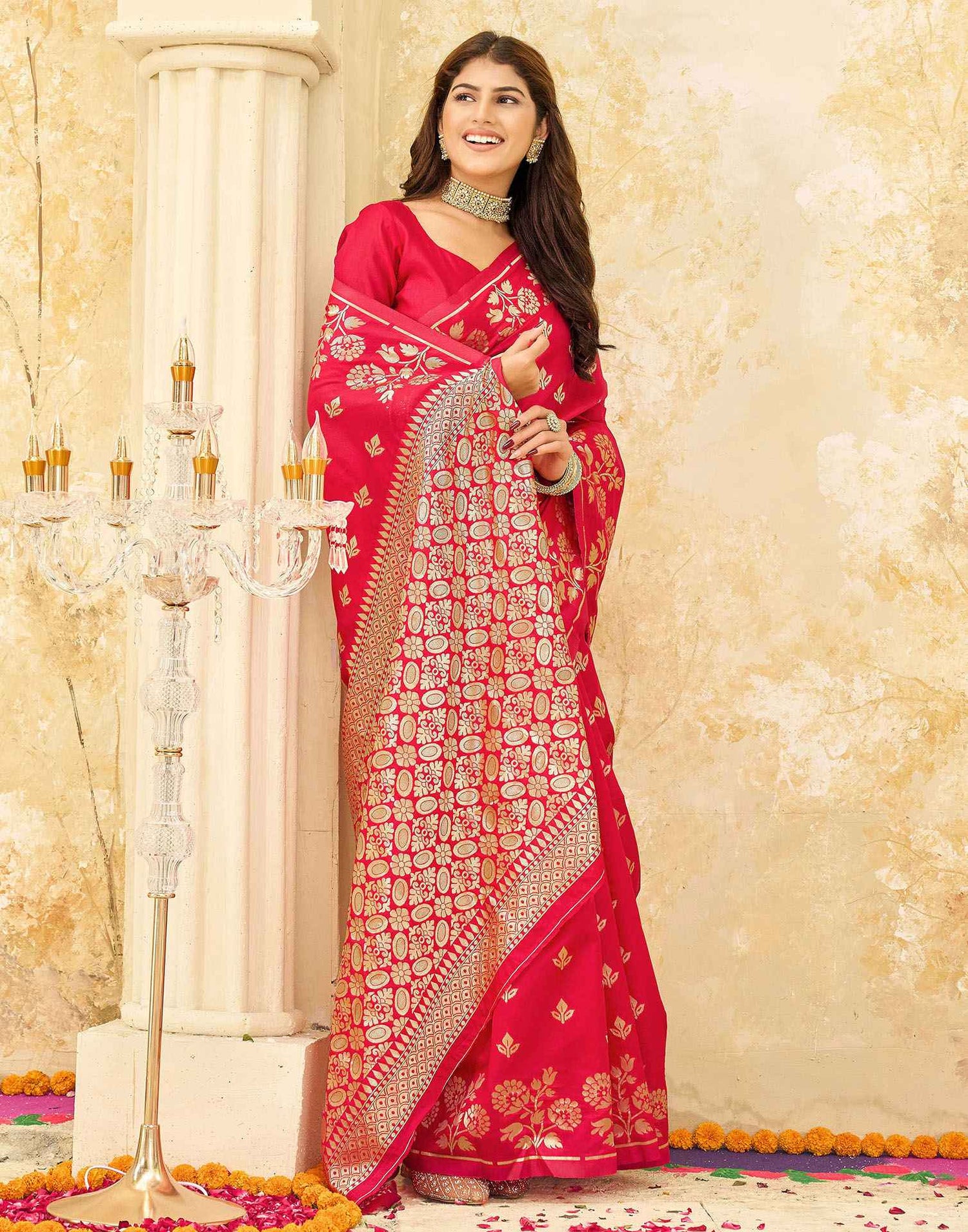 Red Silk Woven Saree