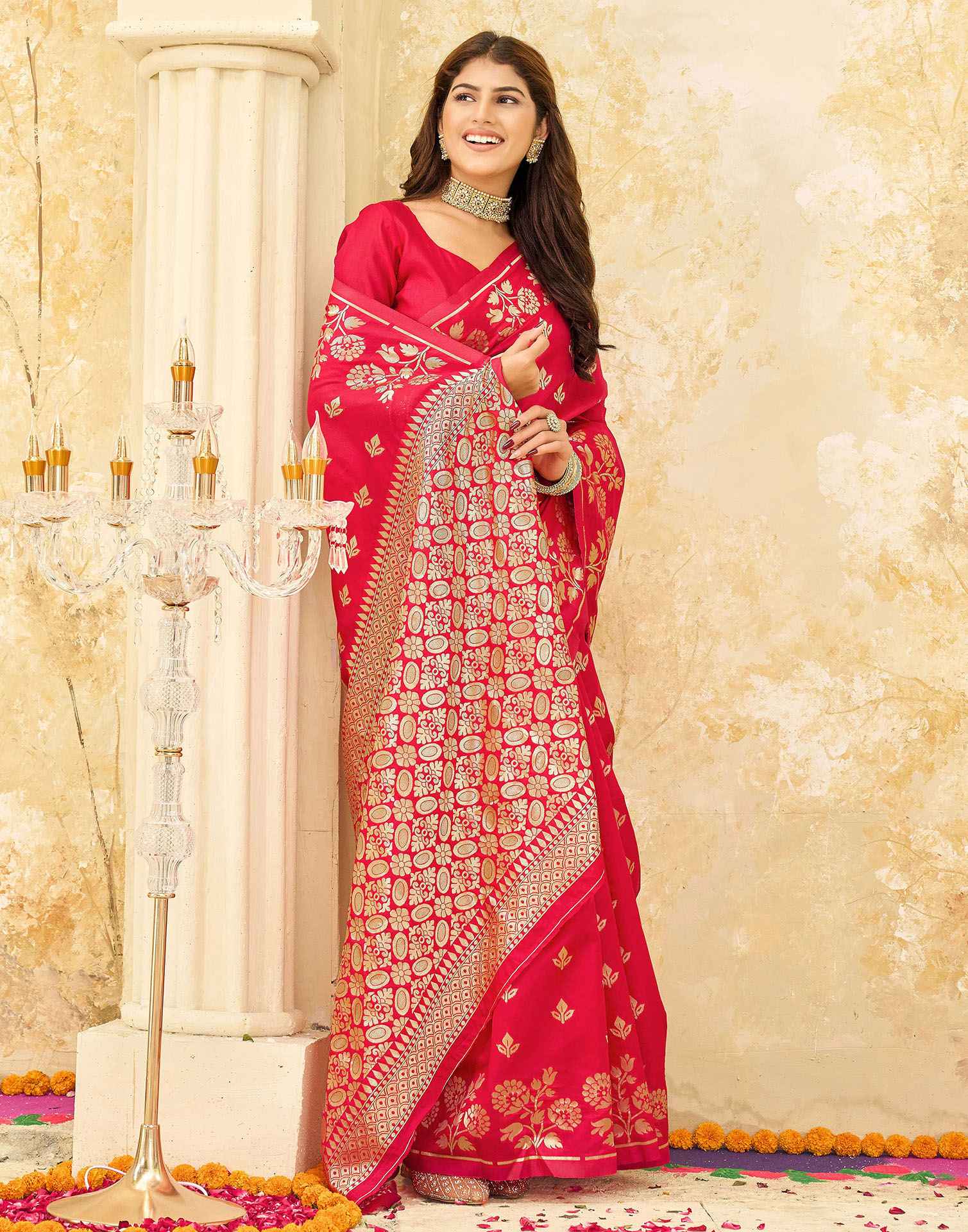 Red Silk Woven Saree