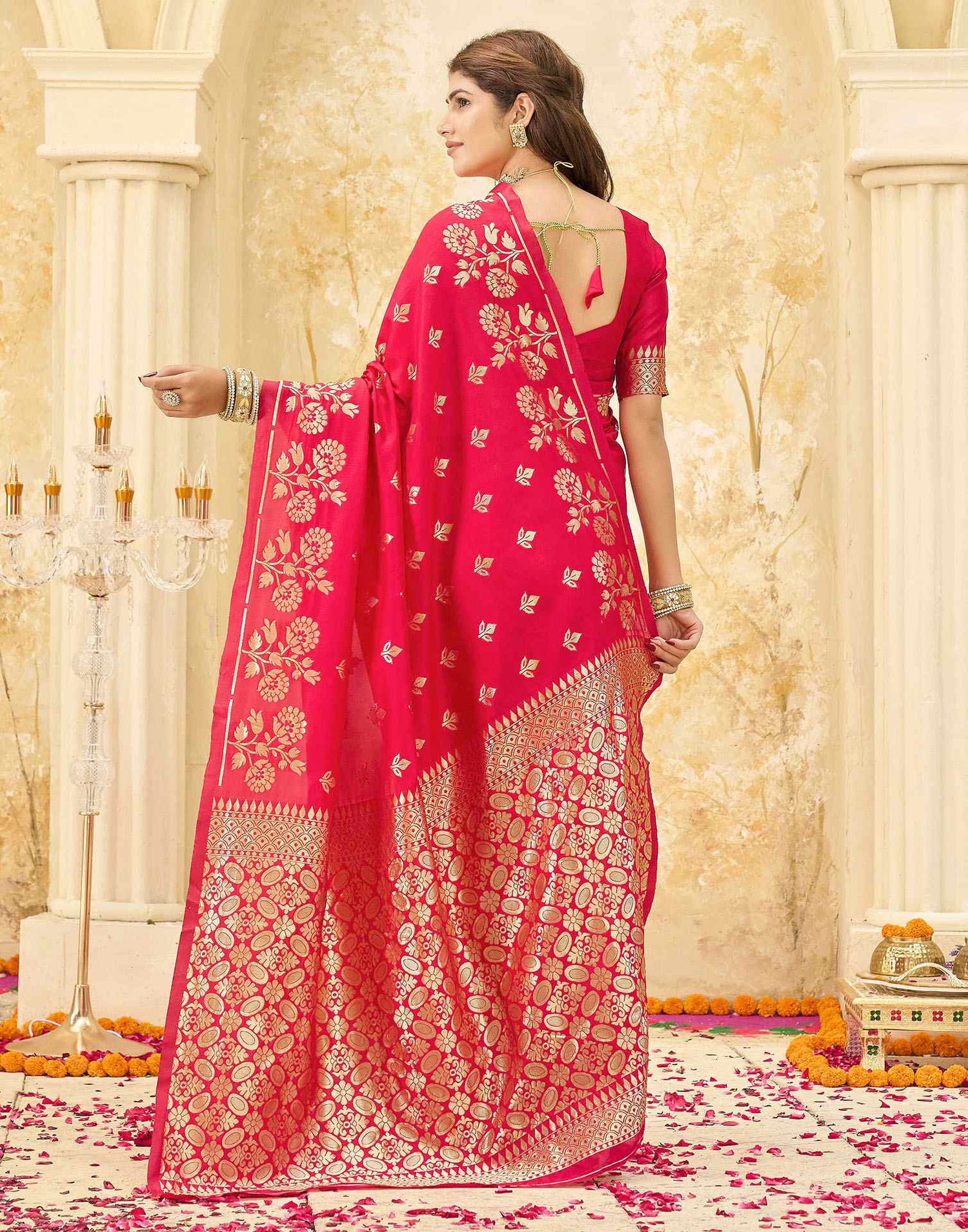 Red Silk Woven Saree