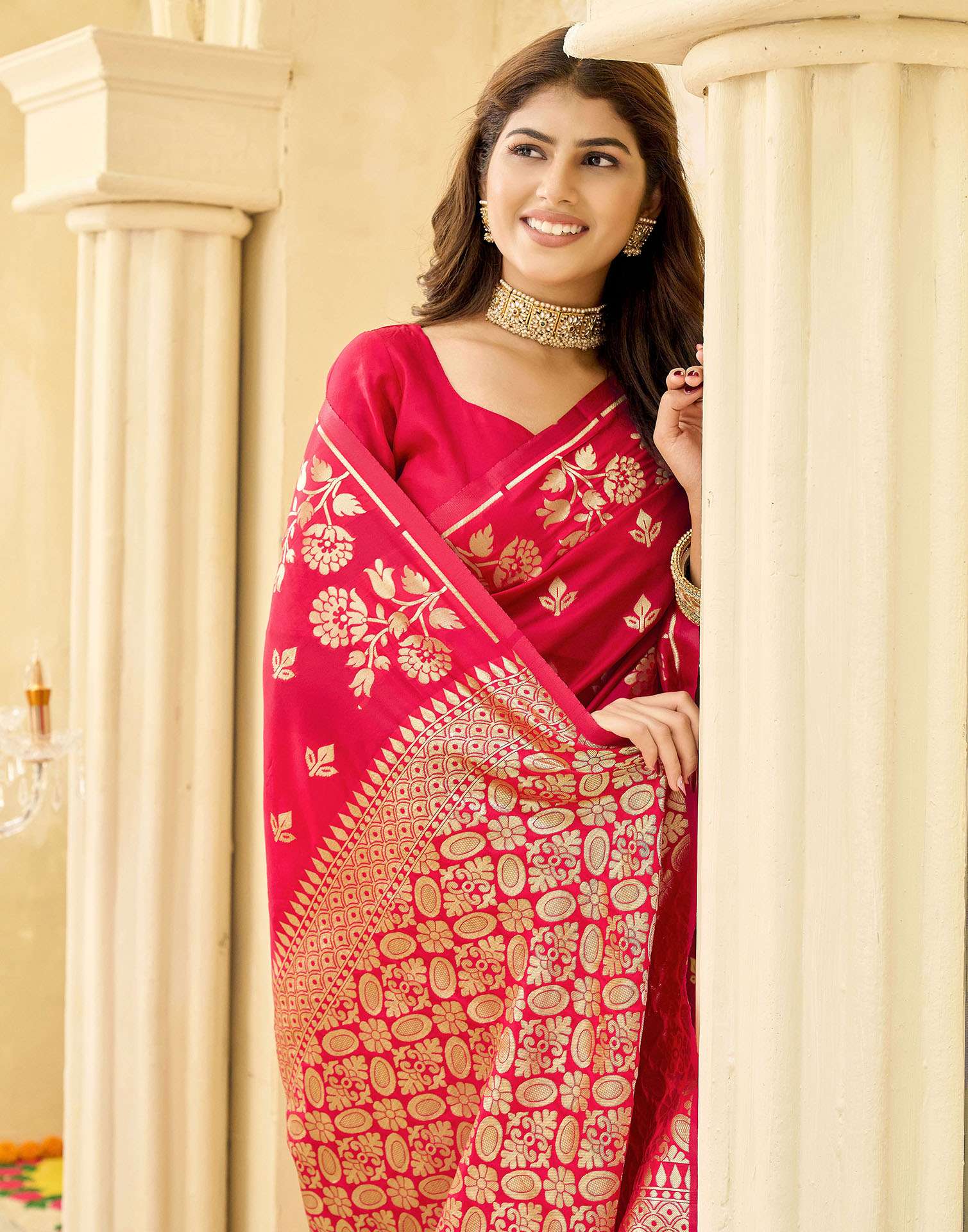 Red Silk Woven Saree