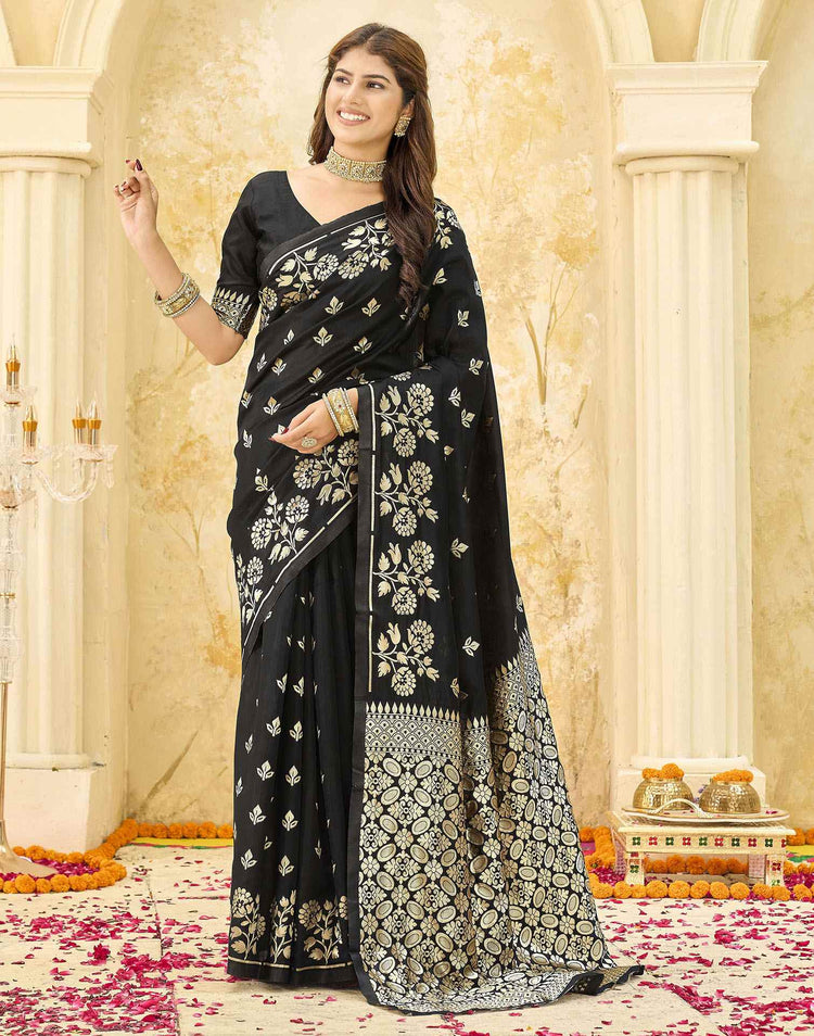 Black Silk Woven Banarasi Saree