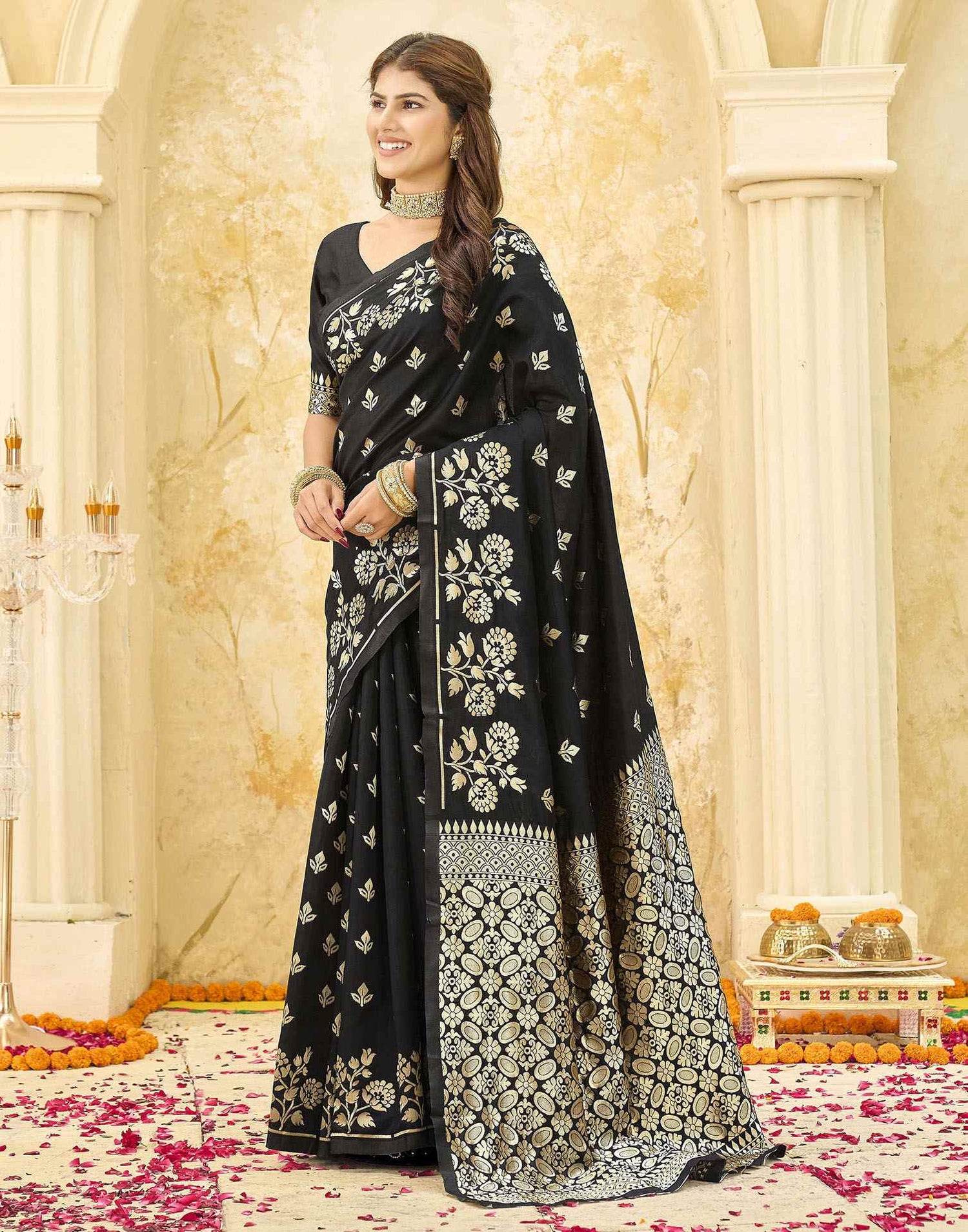 Black Silk Woven Saree