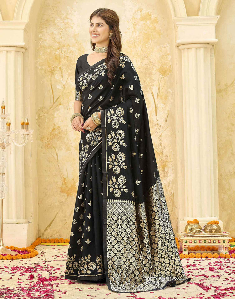 Black Silk Woven Banarasi Saree