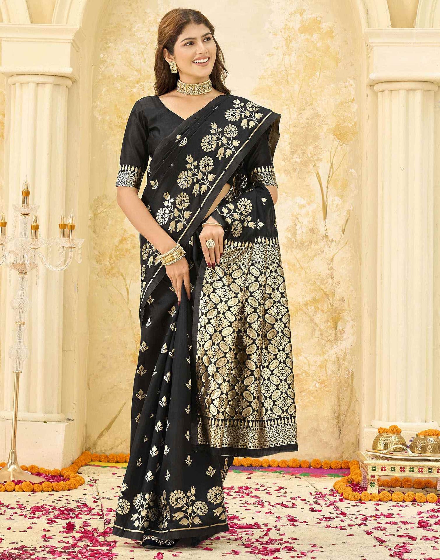 Black Silk Woven Saree