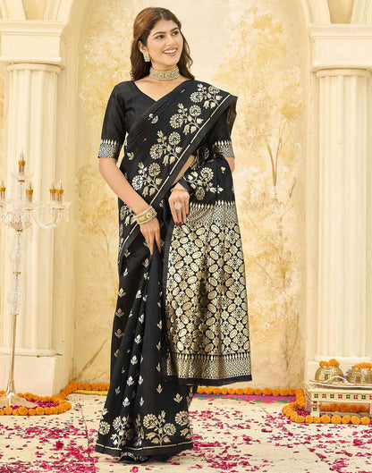 Black Silk Woven Saree