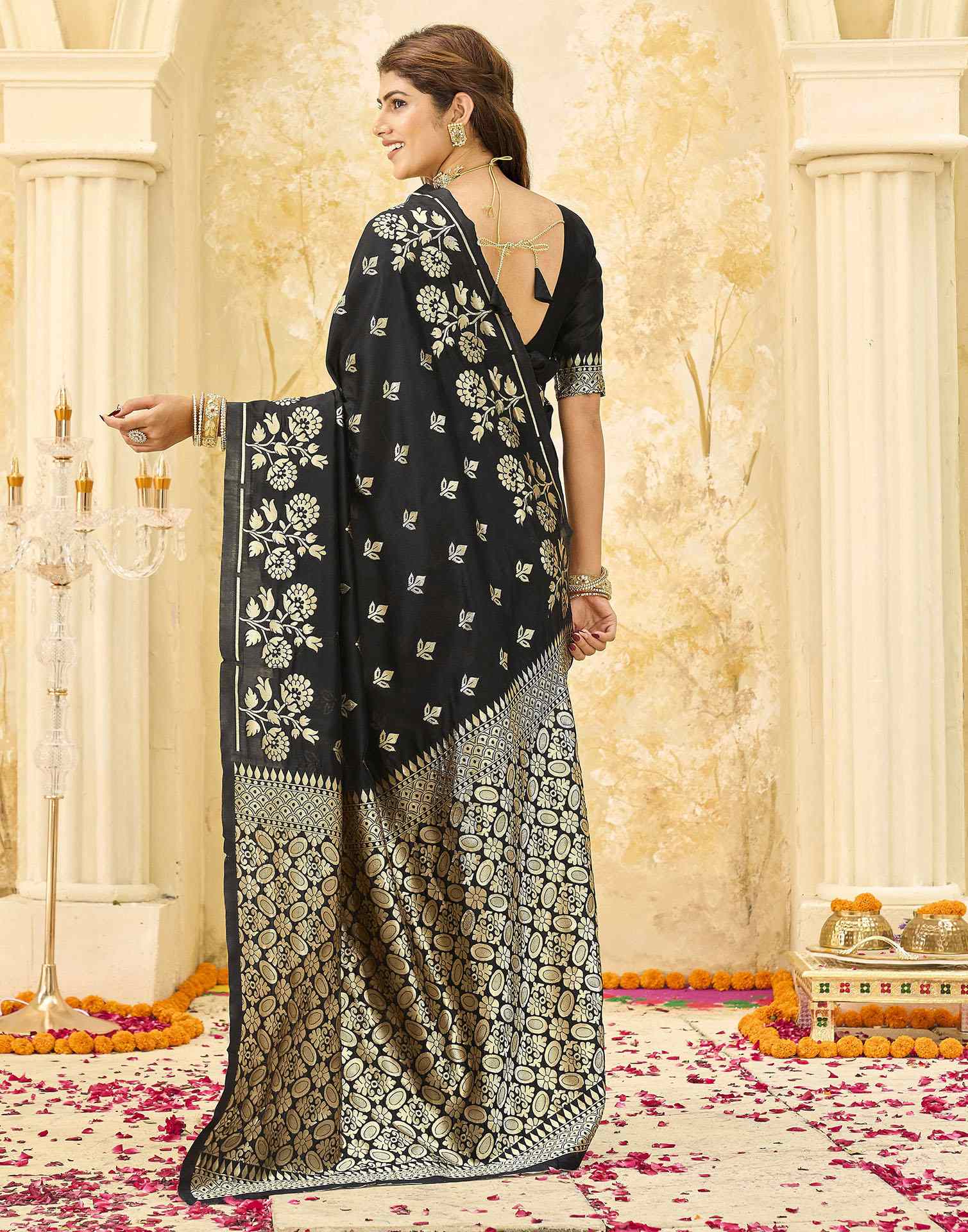 Black Silk Woven Saree