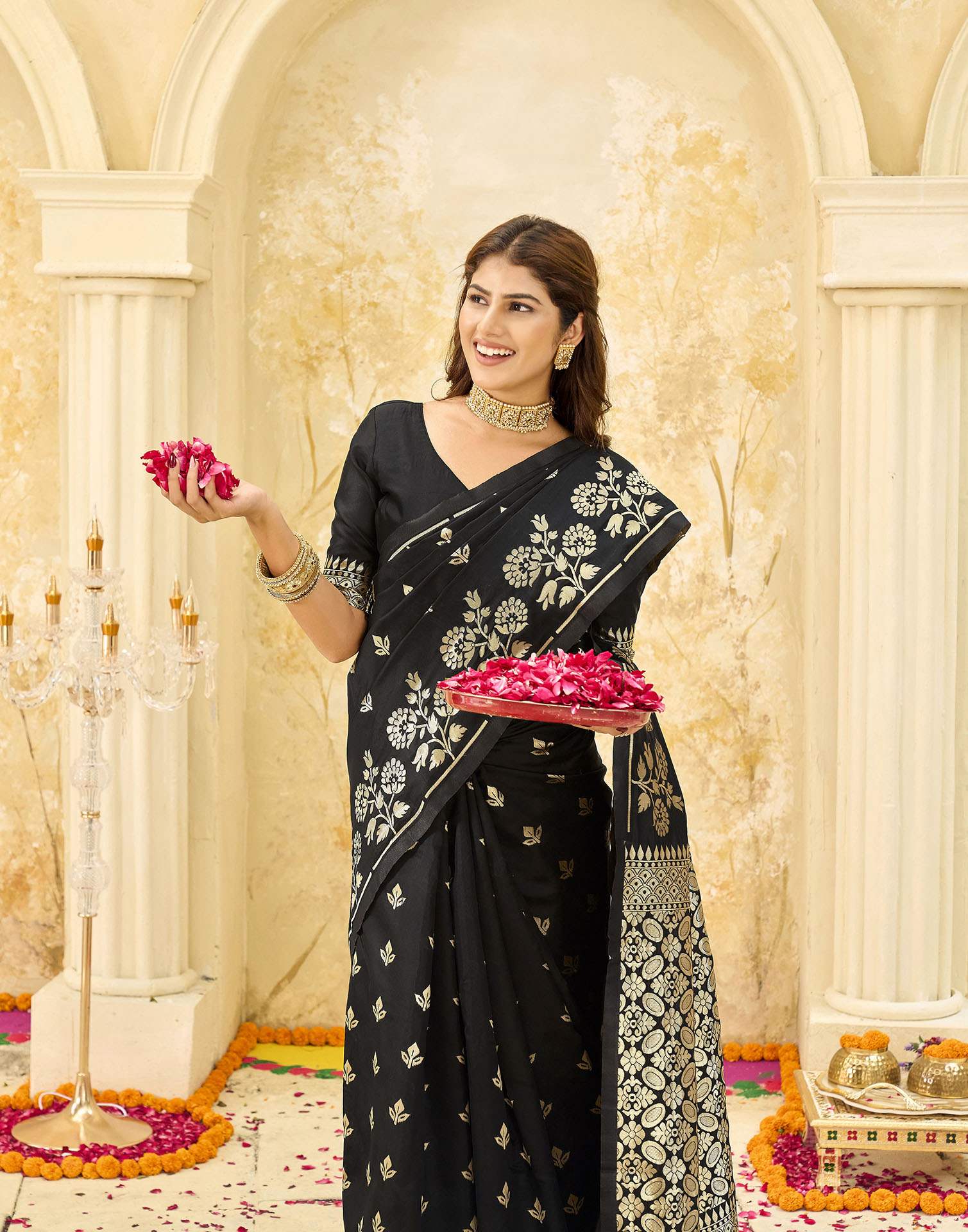 Black Silk Woven Saree