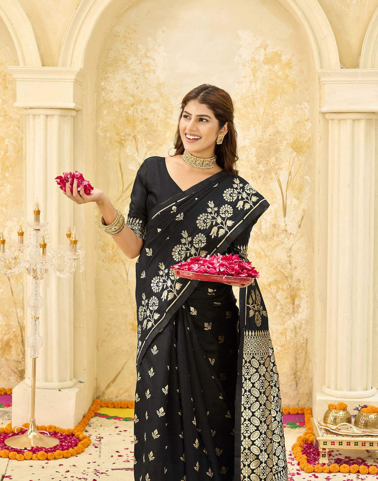 Black Silk Woven Banarasi Saree