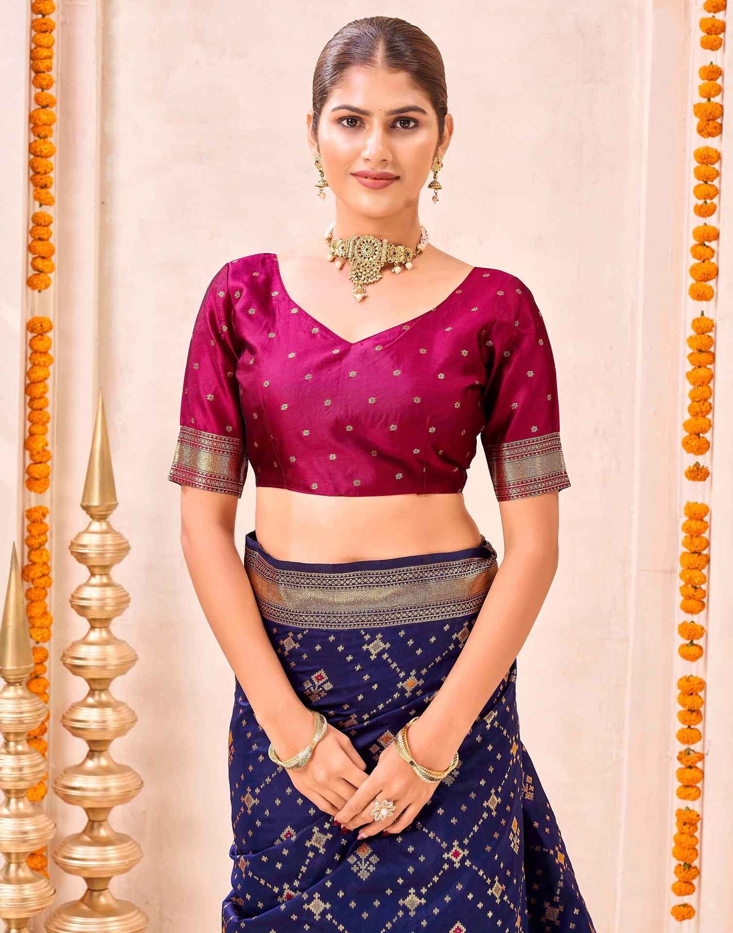 Navy Blue Silk Woven Patola Saree