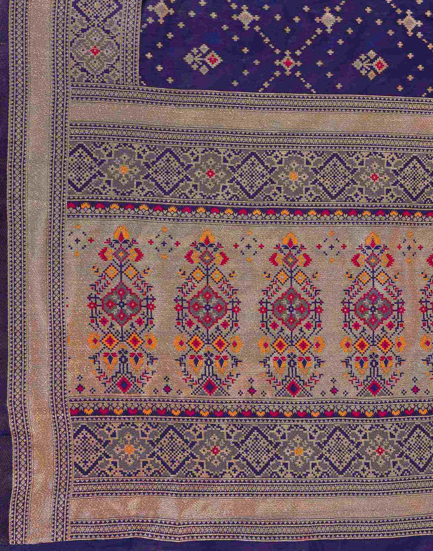 Navy Blue Silk Woven Patola Saree