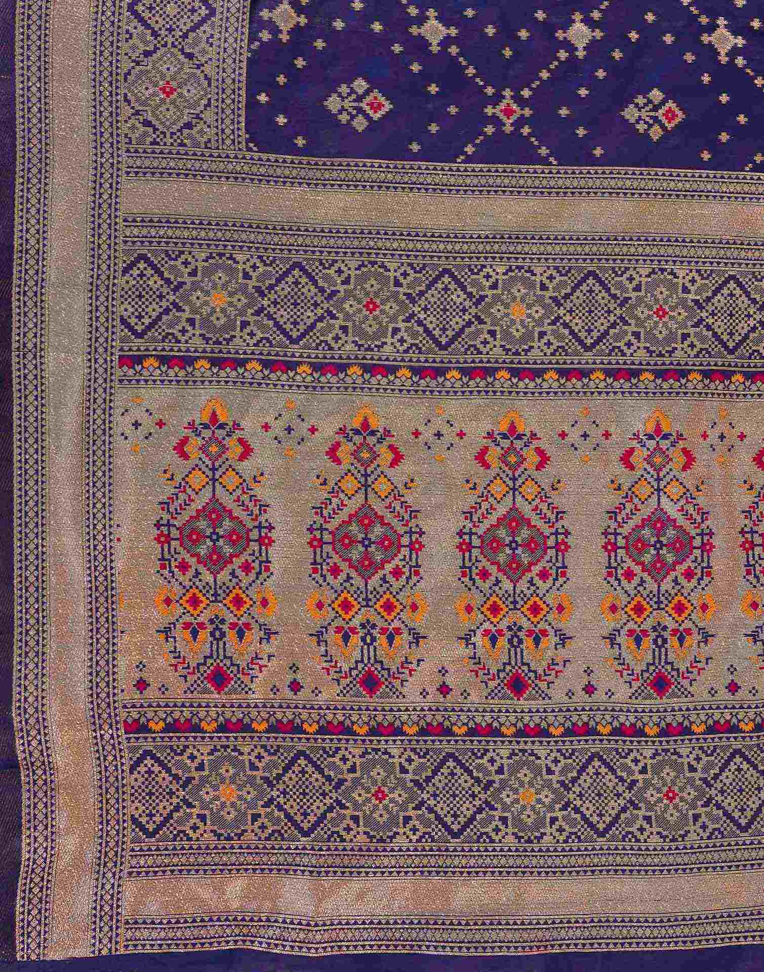 Navy Blue Silk Woven Patola Saree