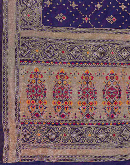 Navy Blue Silk Woven Patola Saree