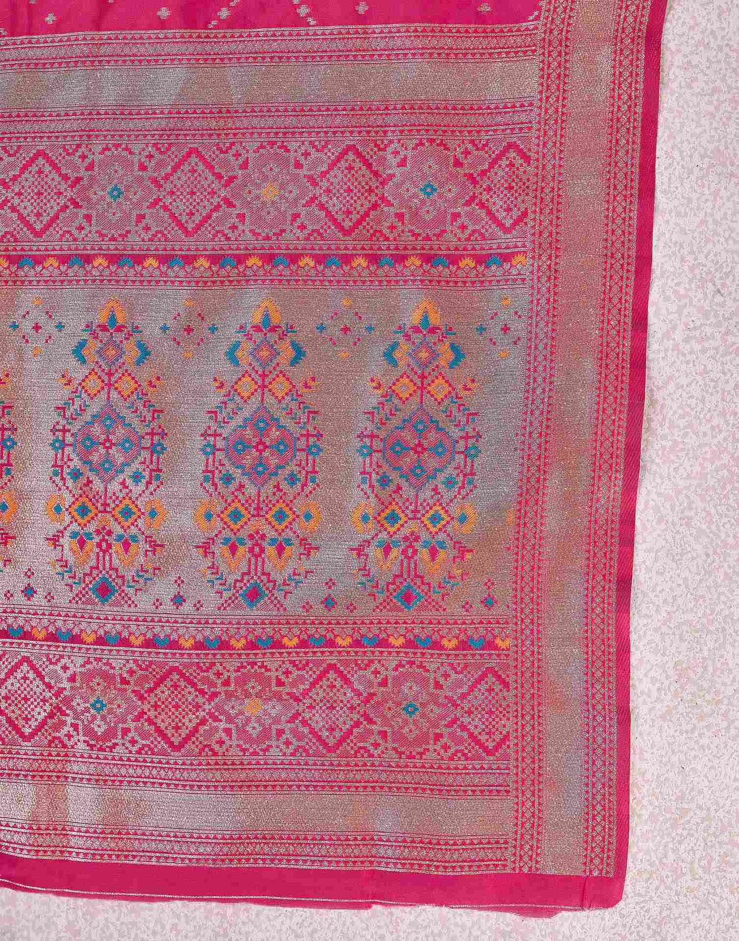 Rani Pink Silk Woven Patola Saree