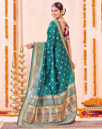 Teal Green Silk Woven Patola Saree