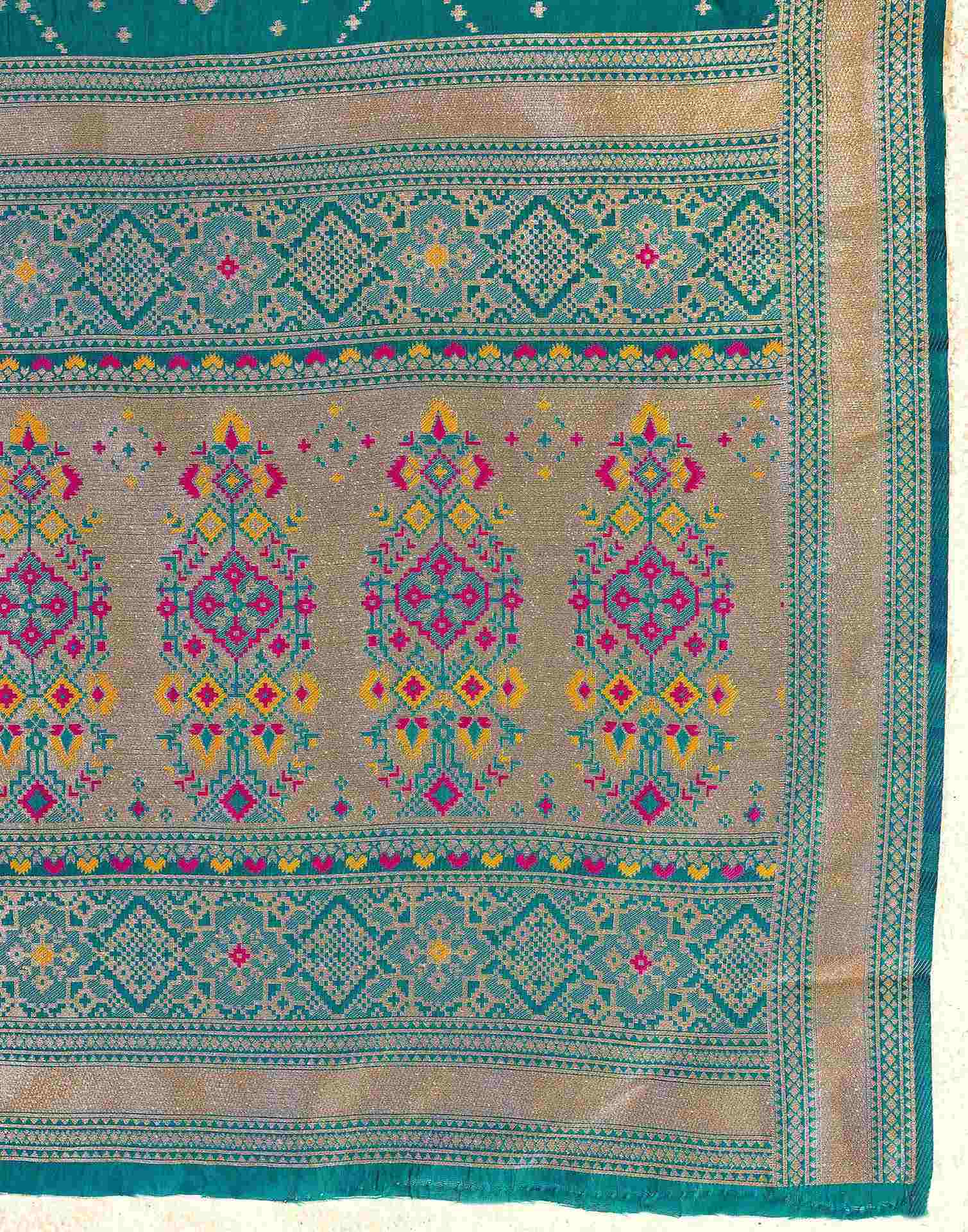 Teal Green Silk Woven Patola Saree