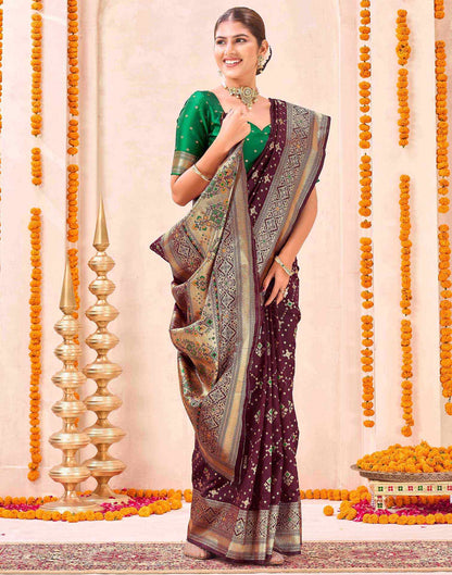 Maroon Silk Woven Patola Saree