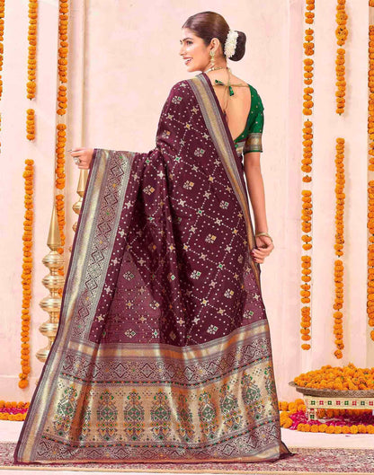 Maroon Silk Woven Patola Saree