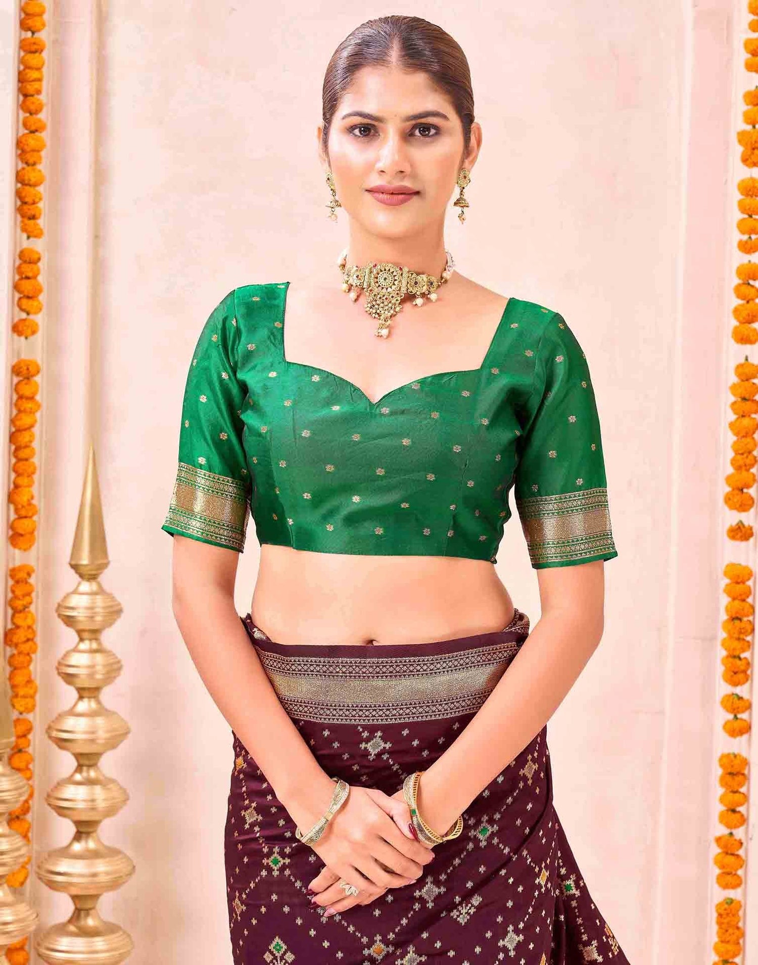 Maroon Silk Woven Patola Saree