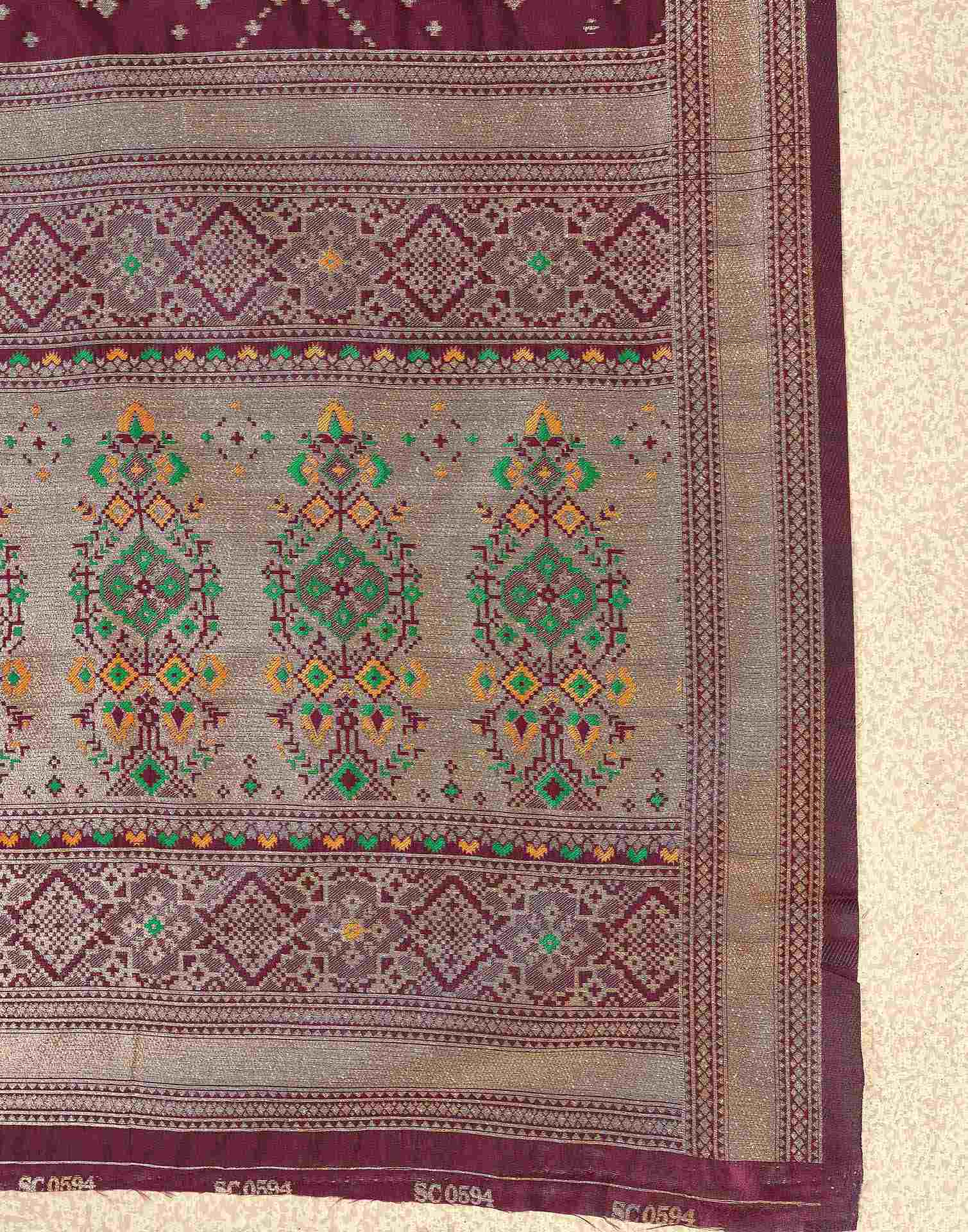 Maroon Silk Woven Patola Saree