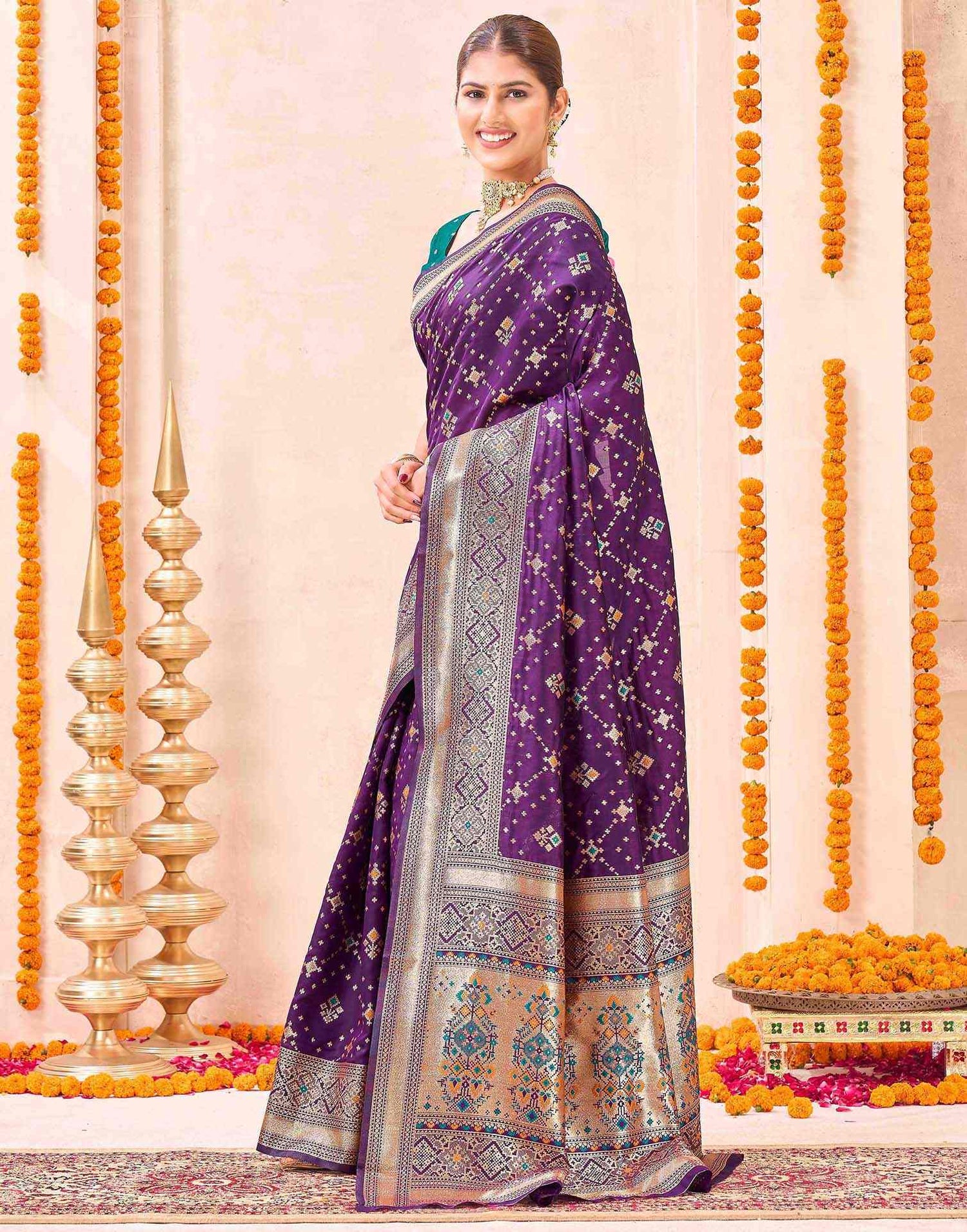 Purple Silk Woven Patola Saree