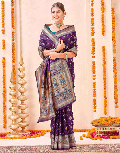 Purple Silk Woven Patola Saree