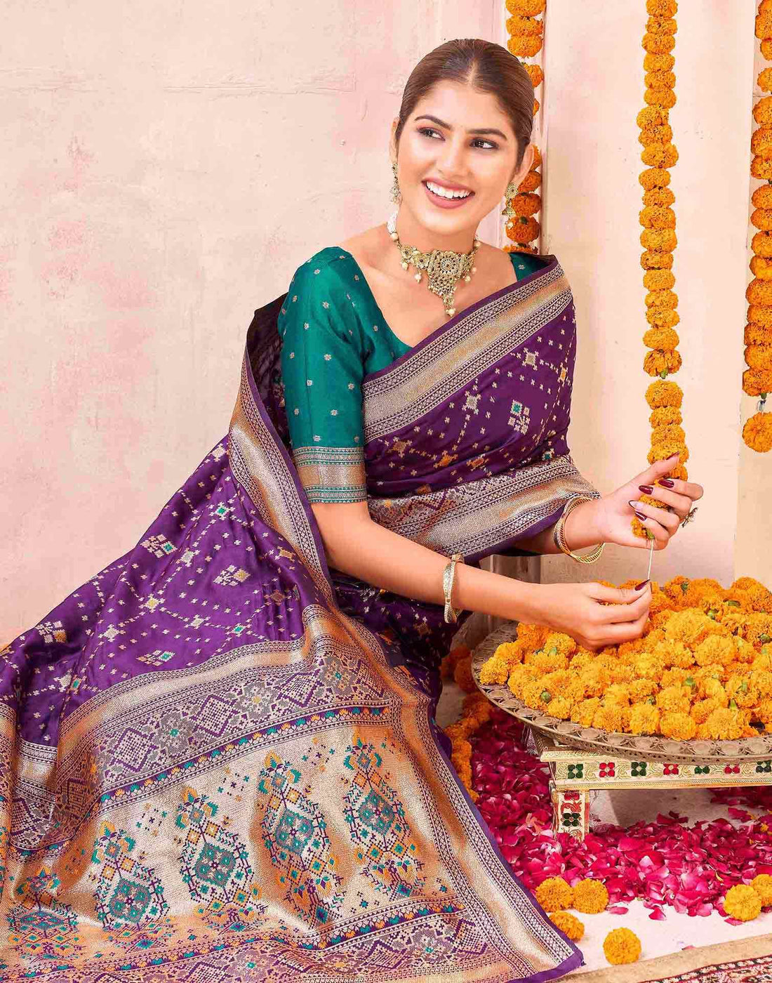 Purple Silk Woven Patola Saree