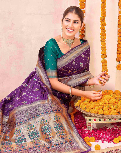 Purple Silk Woven Patola Saree