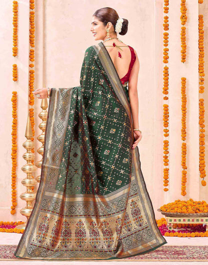 Dark Green Silk Woven Patola Saree