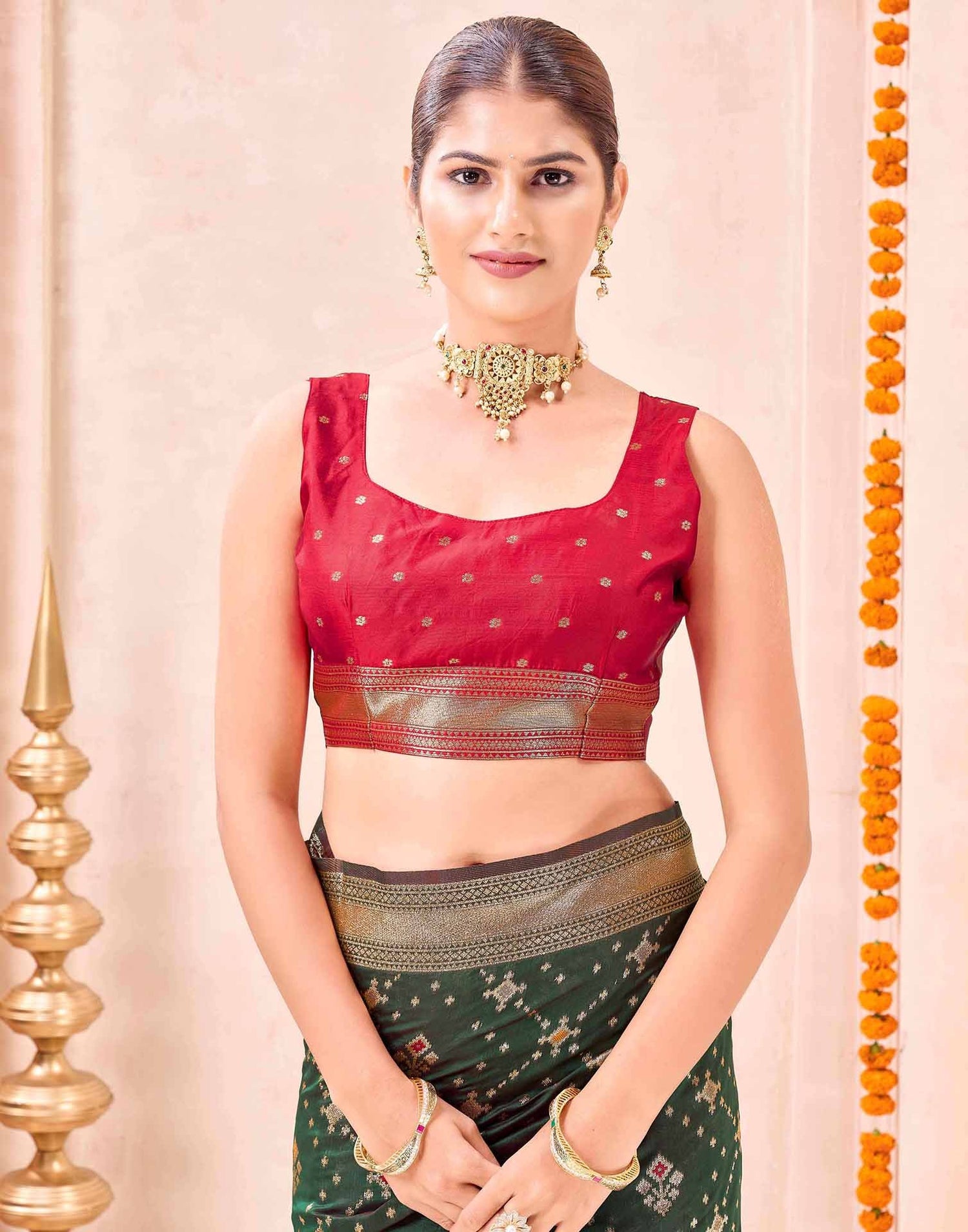 Dark Green Silk Woven Patola Saree