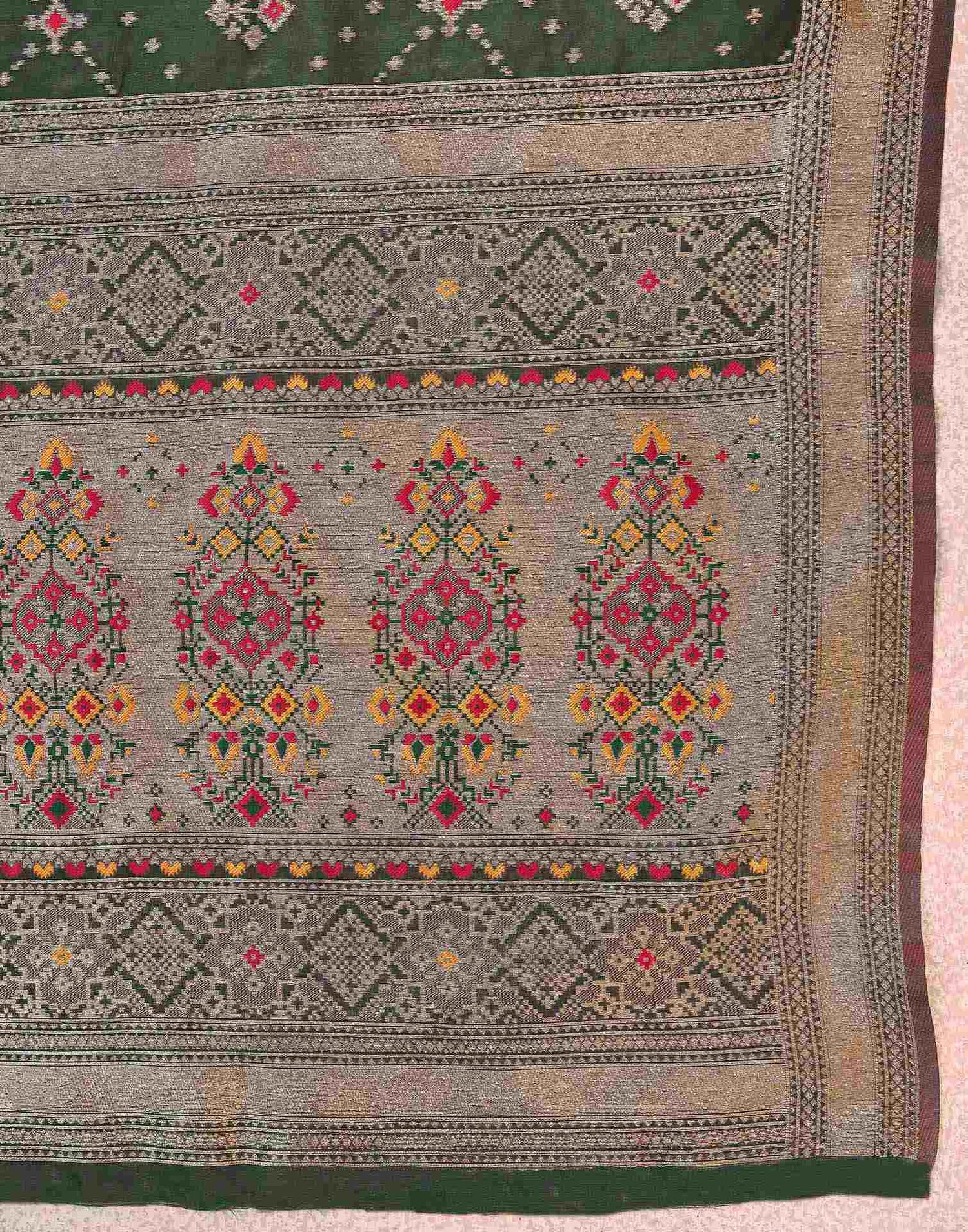 Dark Green Silk Woven Patola Saree