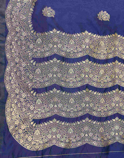 Navy Blue Silk Woven Saree