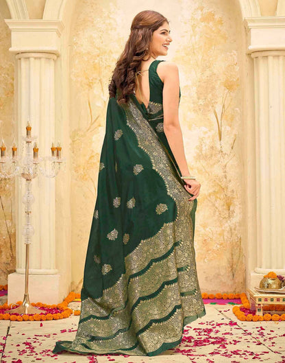 Dark Green Silk Woven Saree