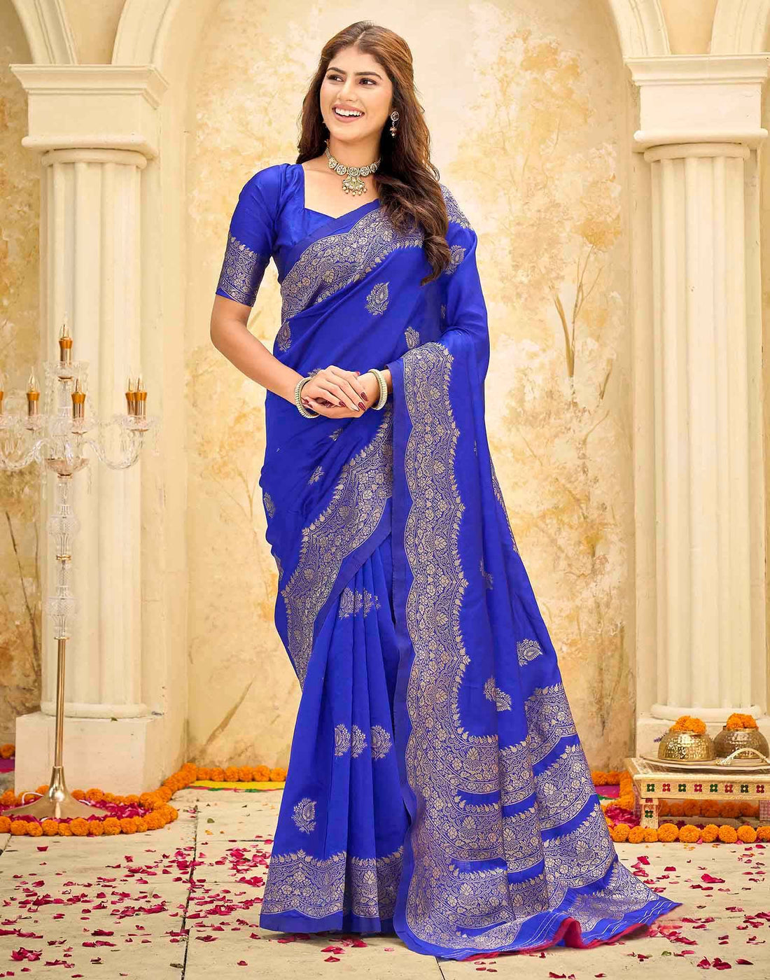 Blue Silk Woven Saree