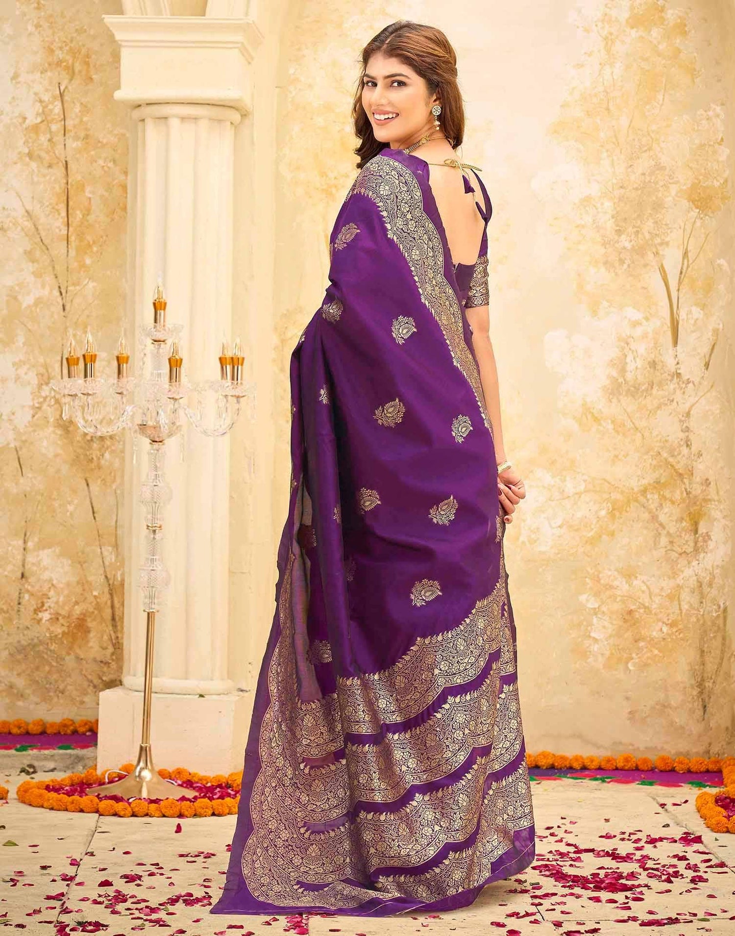 Dark Purple Silk Woven Saree