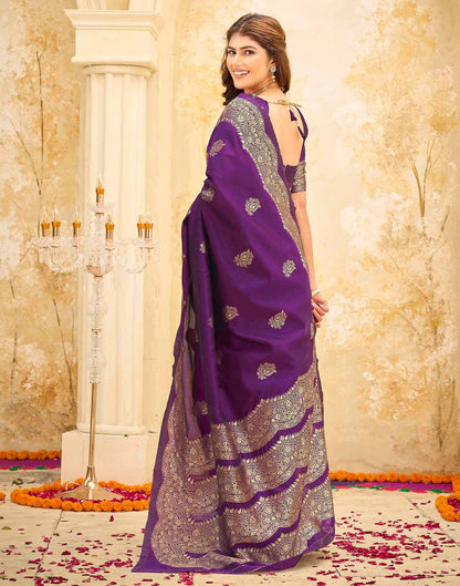 Dark Purple Silk Woven Saree