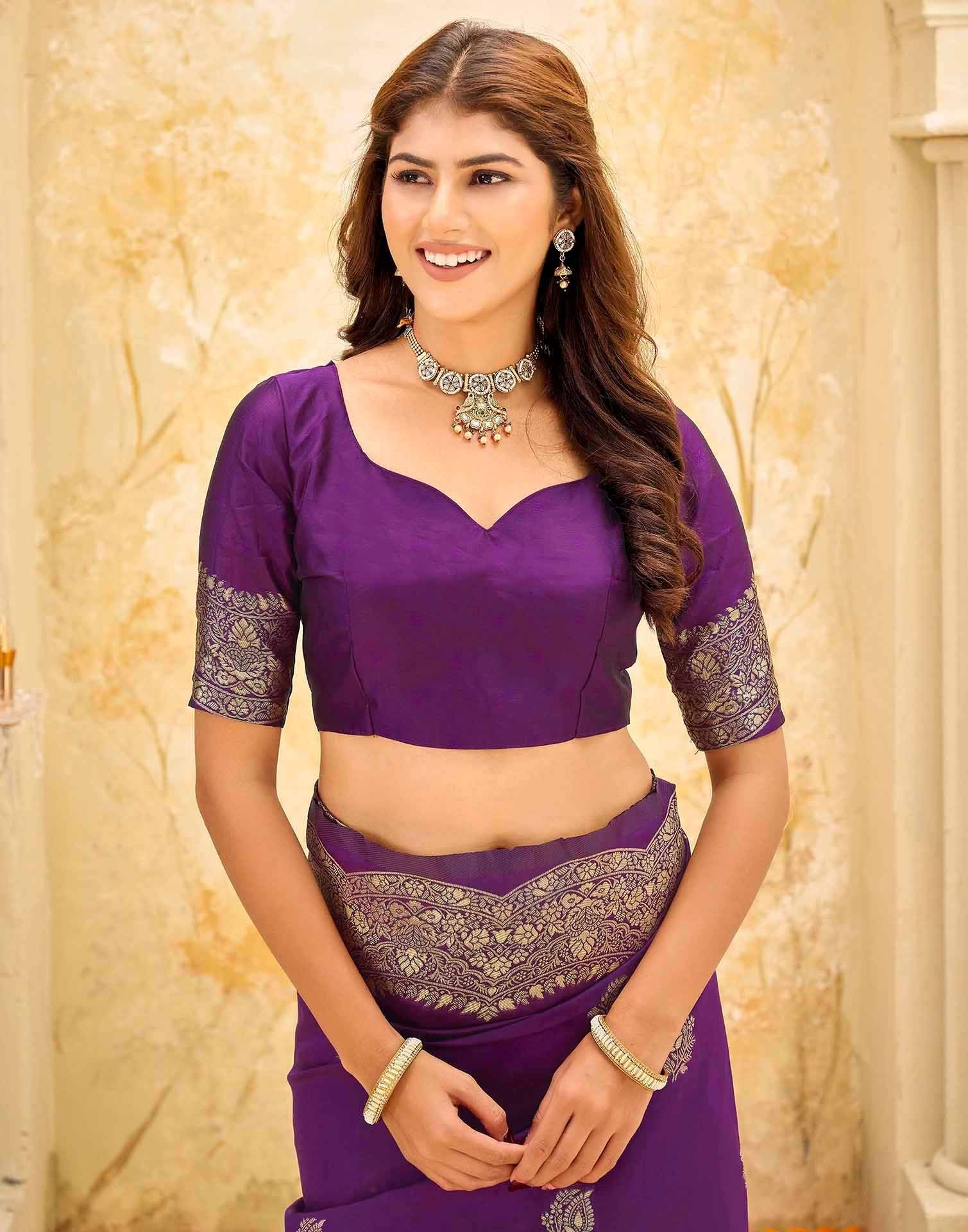 Dark Purple Silk Woven Saree