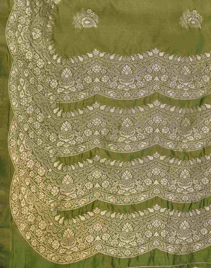 Mehndi Green Silk Woven Saree