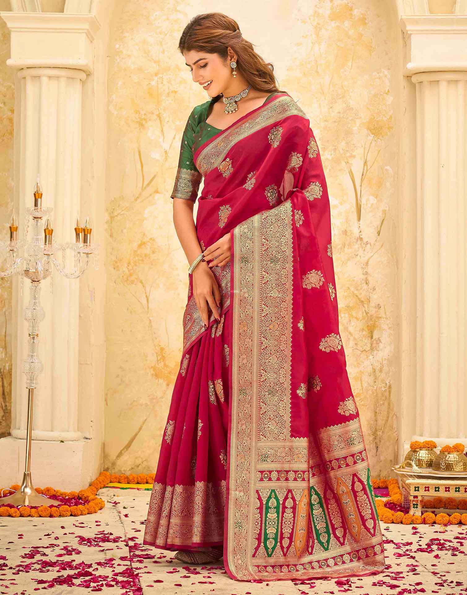 Red Silk Woven Banarasi Saree