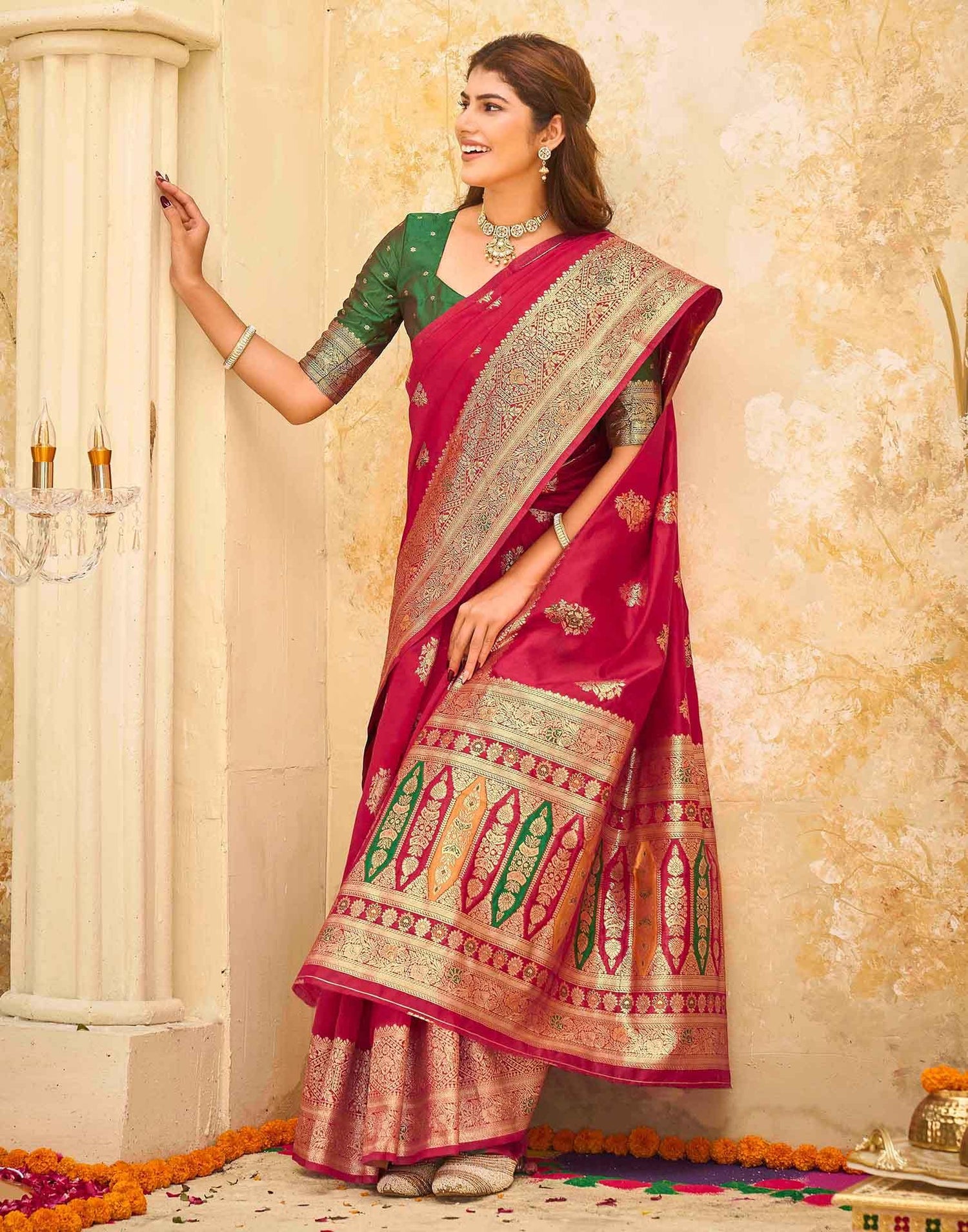 Red Silk Woven Banarasi Saree