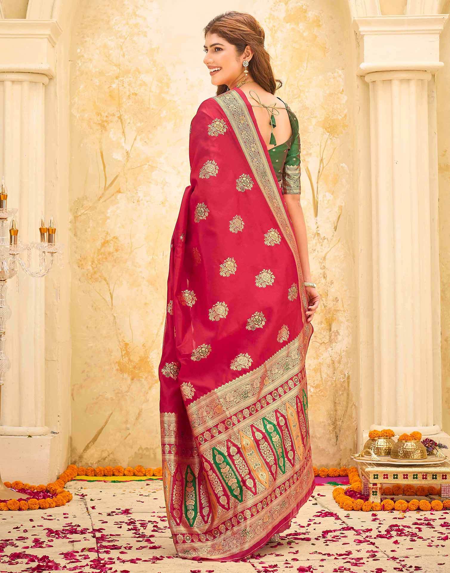 Red Silk Woven Banarasi Saree