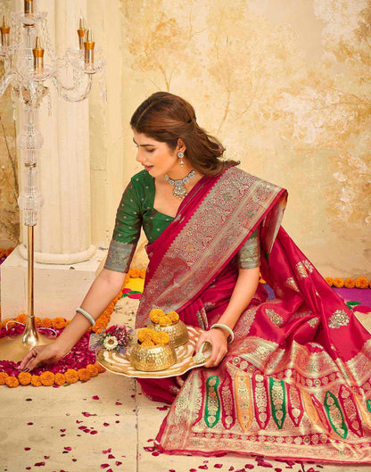Red Silk Woven Banarasi Saree