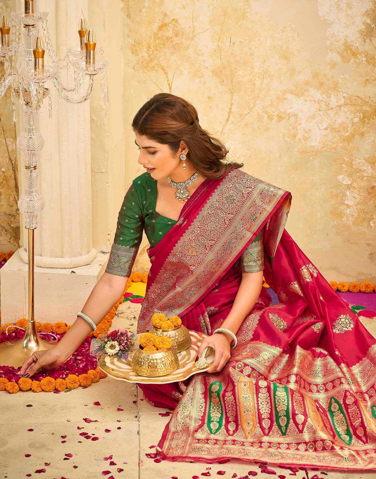 Red Silk Woven Banarasi Saree