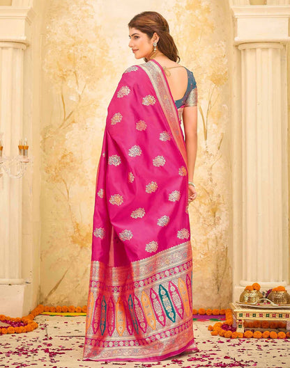 Rani Pink Silk Woven Banarasi Saree