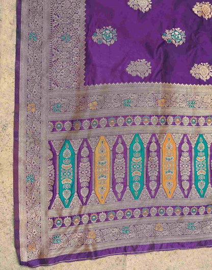 Dark Purple Silk Woven Banarasi Saree