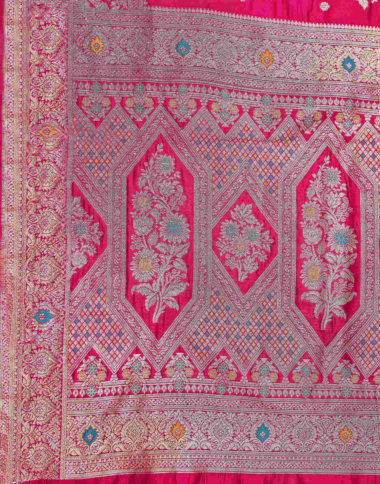 Pink Silk Woven Banarasi Saree