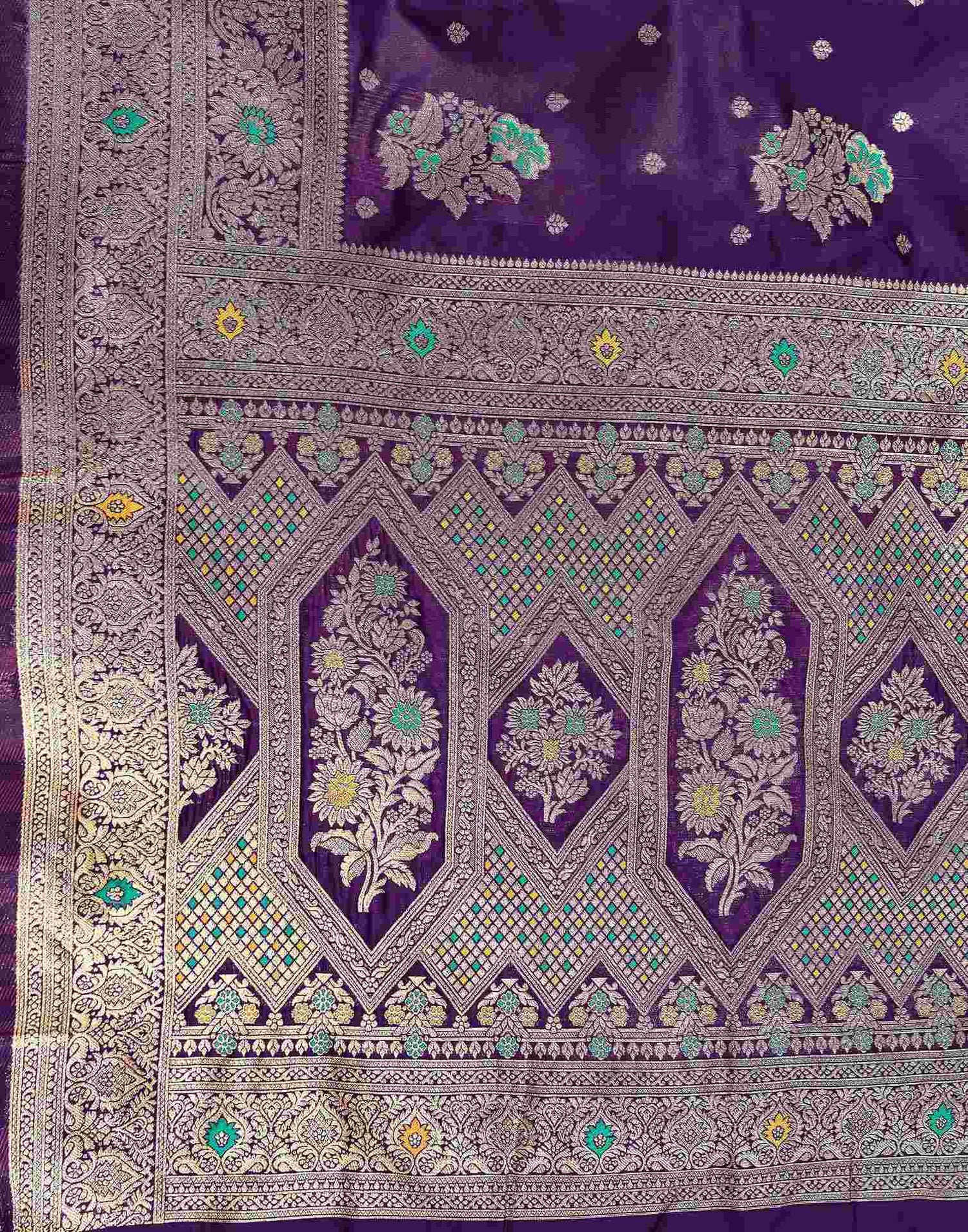 Dark Purple Silk Woven Banarasi Saree